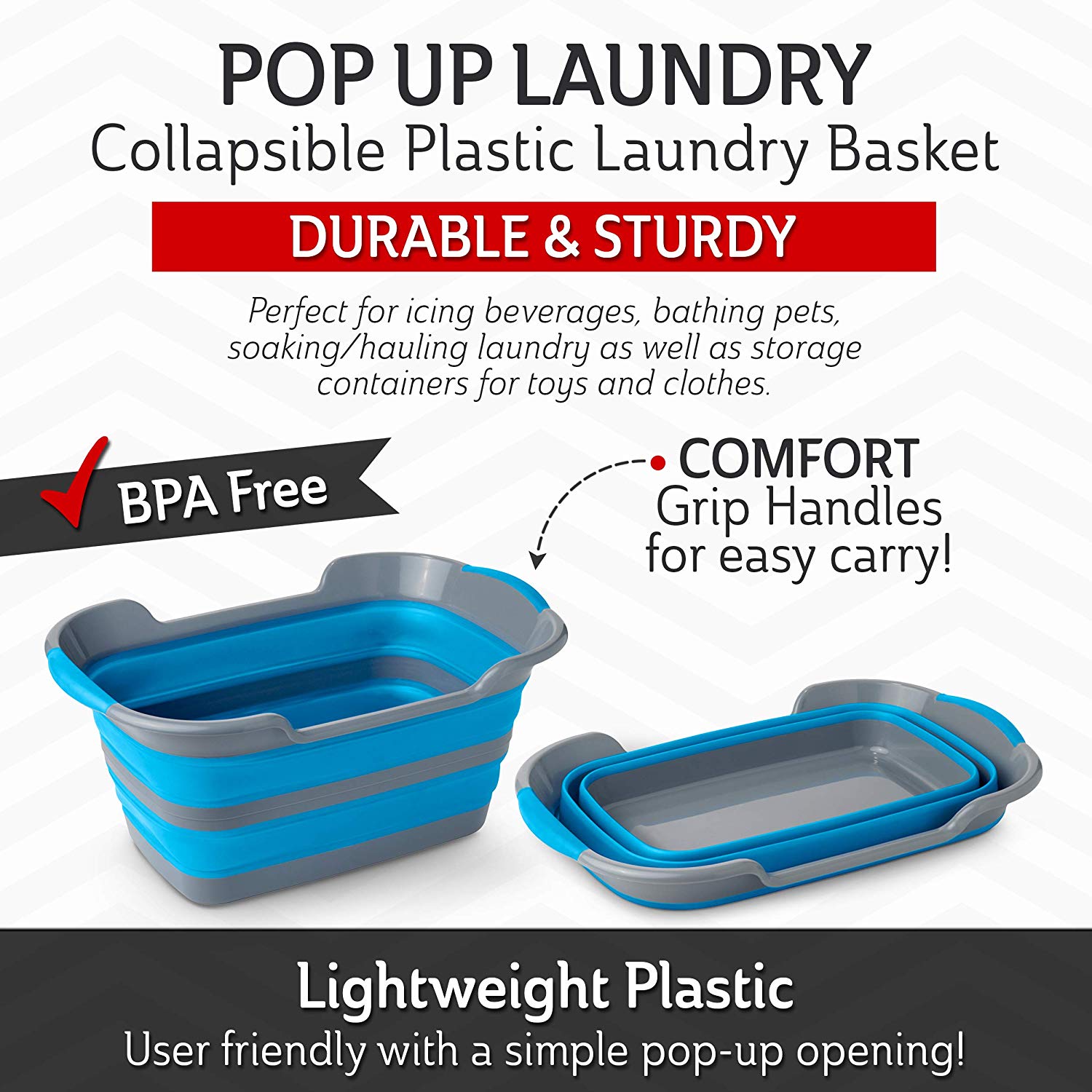 Plastic Collapsible Laundry & Storage Basket